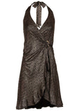 Metallic Halter Mini Dress Gold