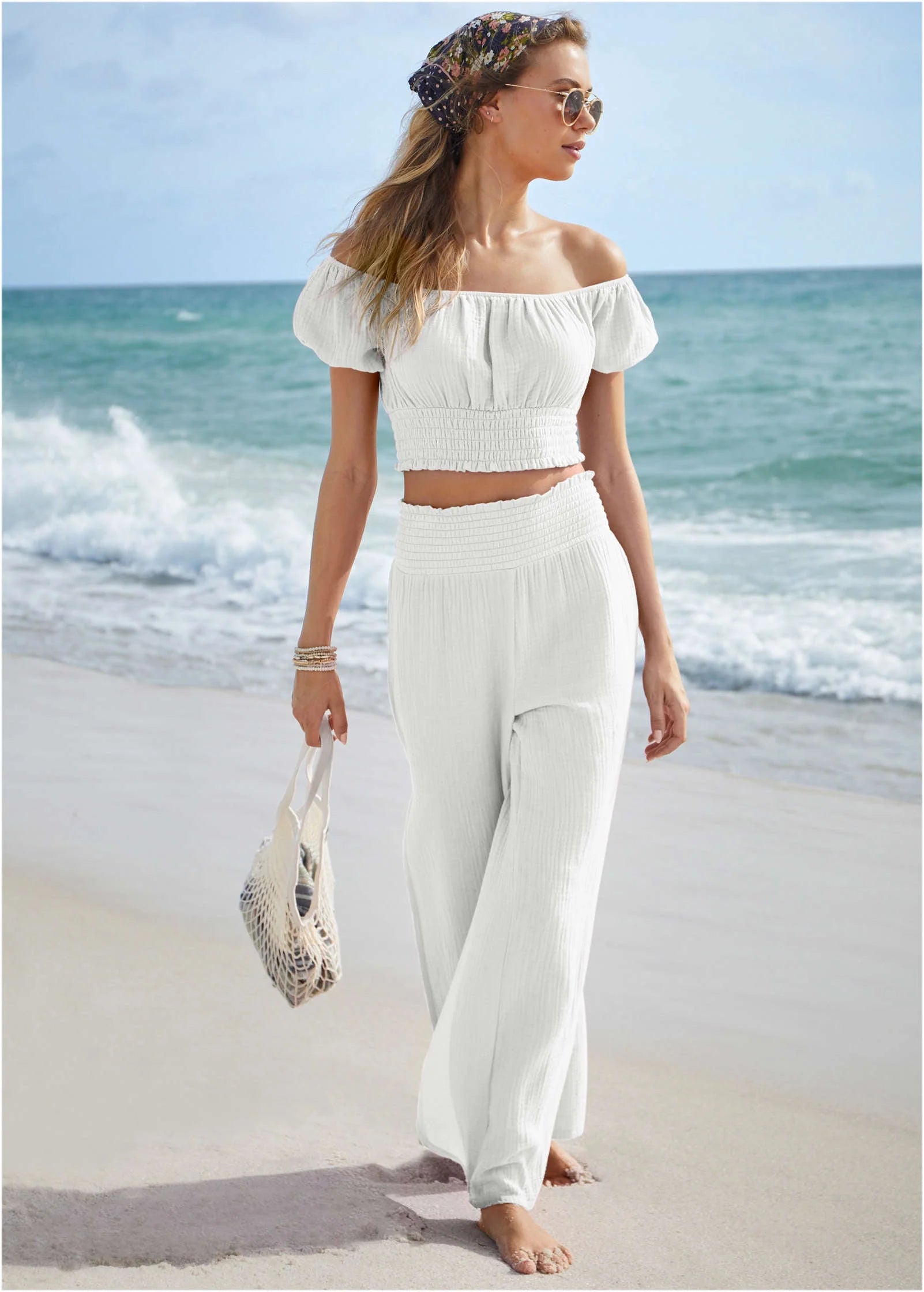 Slit Cover Up Pants White