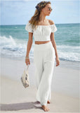 Slit Cover Up Pants White