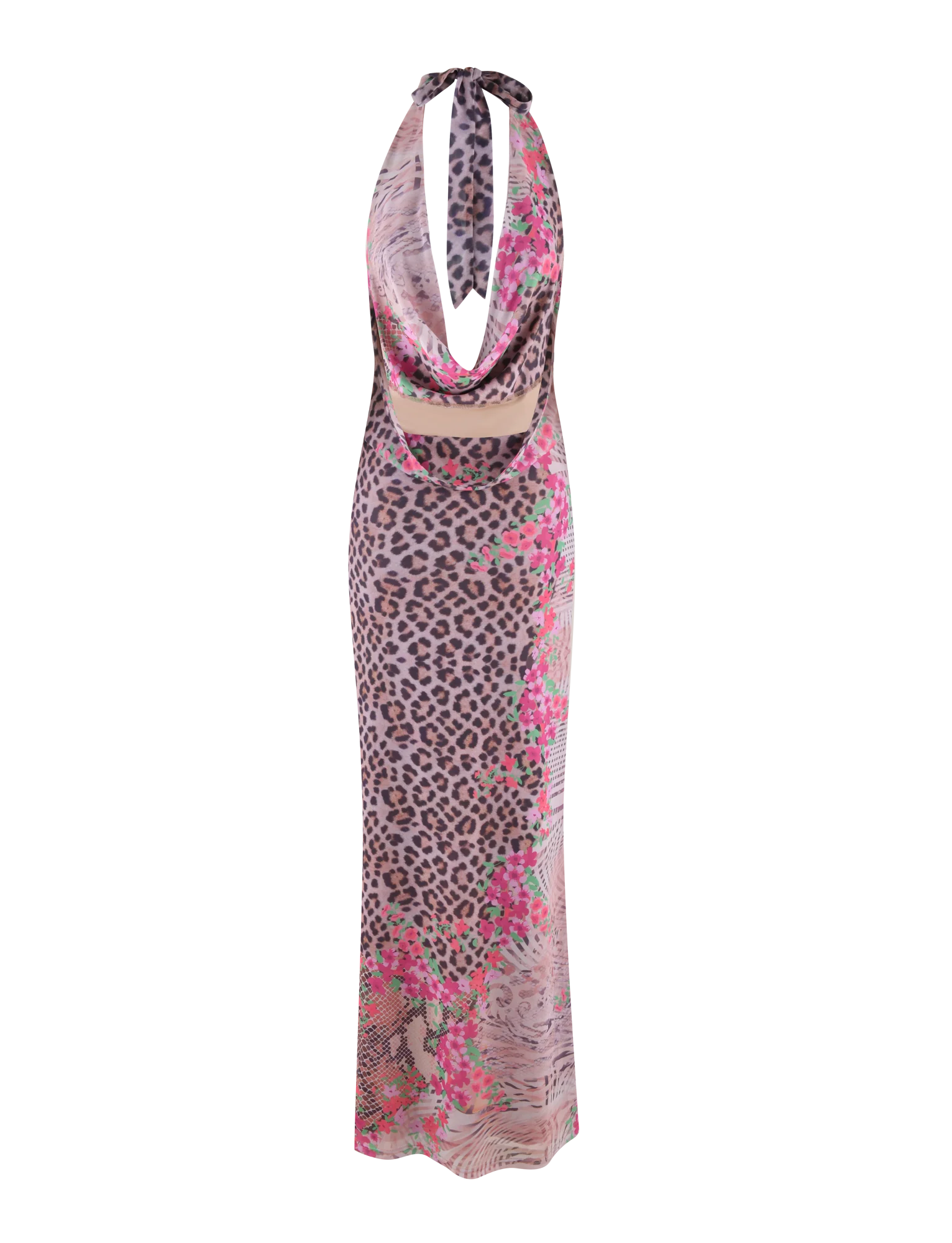 CATALINA MAXI DRESS NEUTRAL ANIMAL ANIMAL FLORAL BORDER