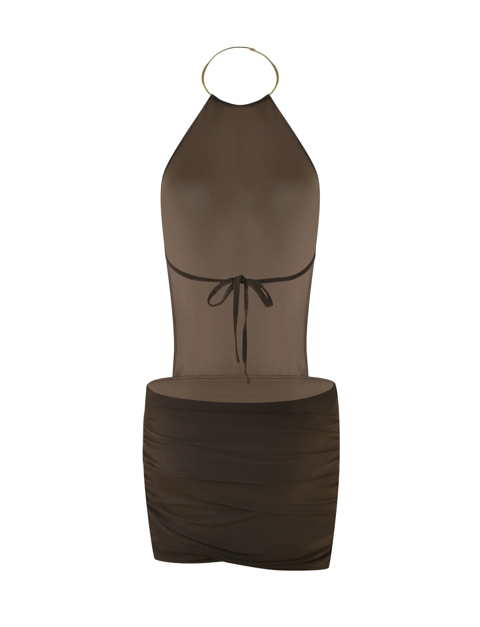 EVANNA MINI DRESS BROWN CHOCOLATE