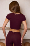 Soft Active Sweetheart Neck Crop Top in Burgundy
