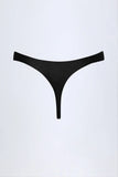 Hardware Detail Thong Bikini Bottoms in Black
