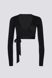 Soft Jersey Wrap Crop Top in Black