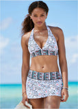 Anguilla Halter Bikini Top Lotus Flowers