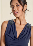 Embellished Sleeve Dress Navy