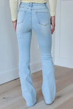 My Favorite Light Wash Button Up Flare Jeans