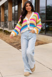 Colleen Multi Stripe Cropped Chunky Cardigan