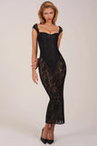 Sweetheart Neck Maxi Dress in Black