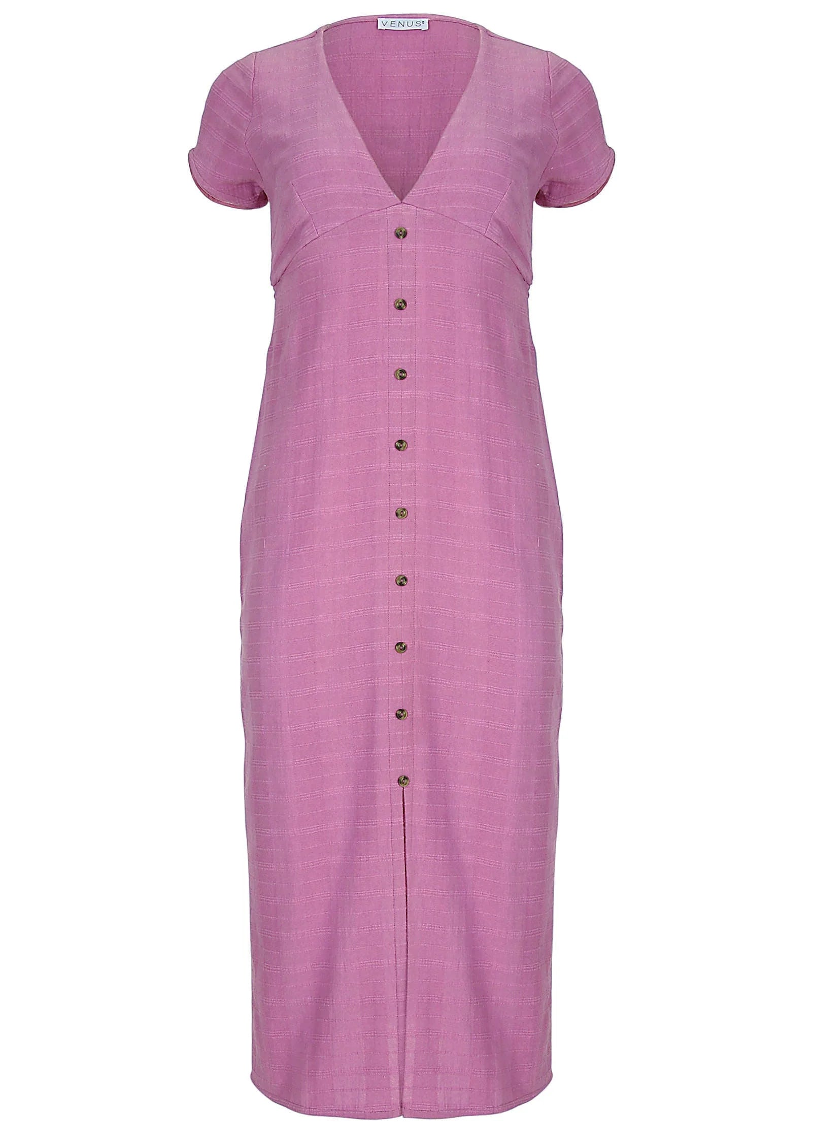 Linen Midi Dress Purple