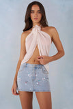 Halterneck Open Front Top in Ivory