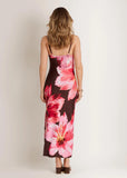 Hibiscus Floral Maxi Dress Brown Floral