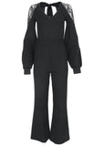 Ponte Lace Detail Jumpsuit Jet Black