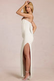 Bandeau Draped Maxi Dress in Pearl