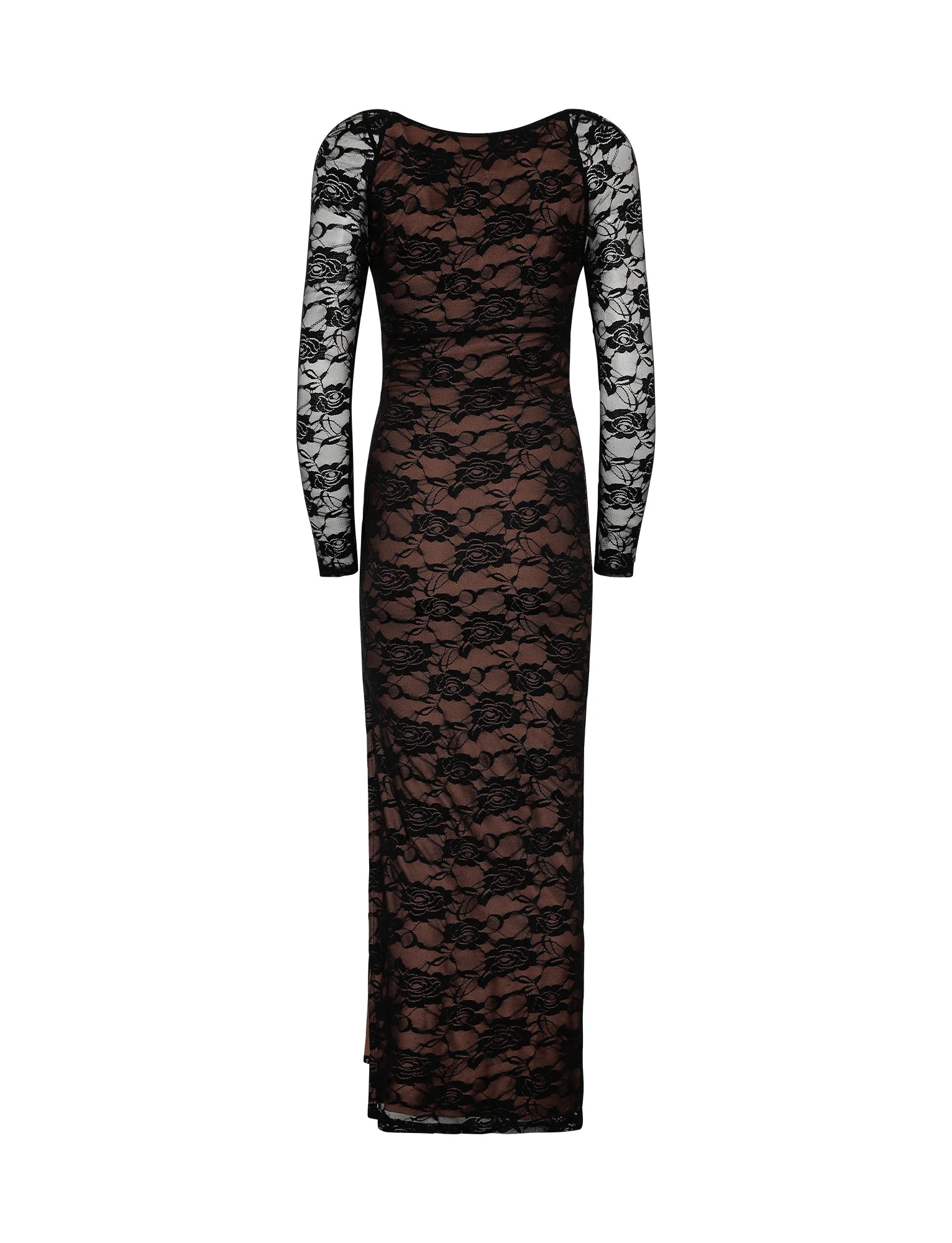 CHRISTY LACE L S MAXI DRESS BLACK LACE