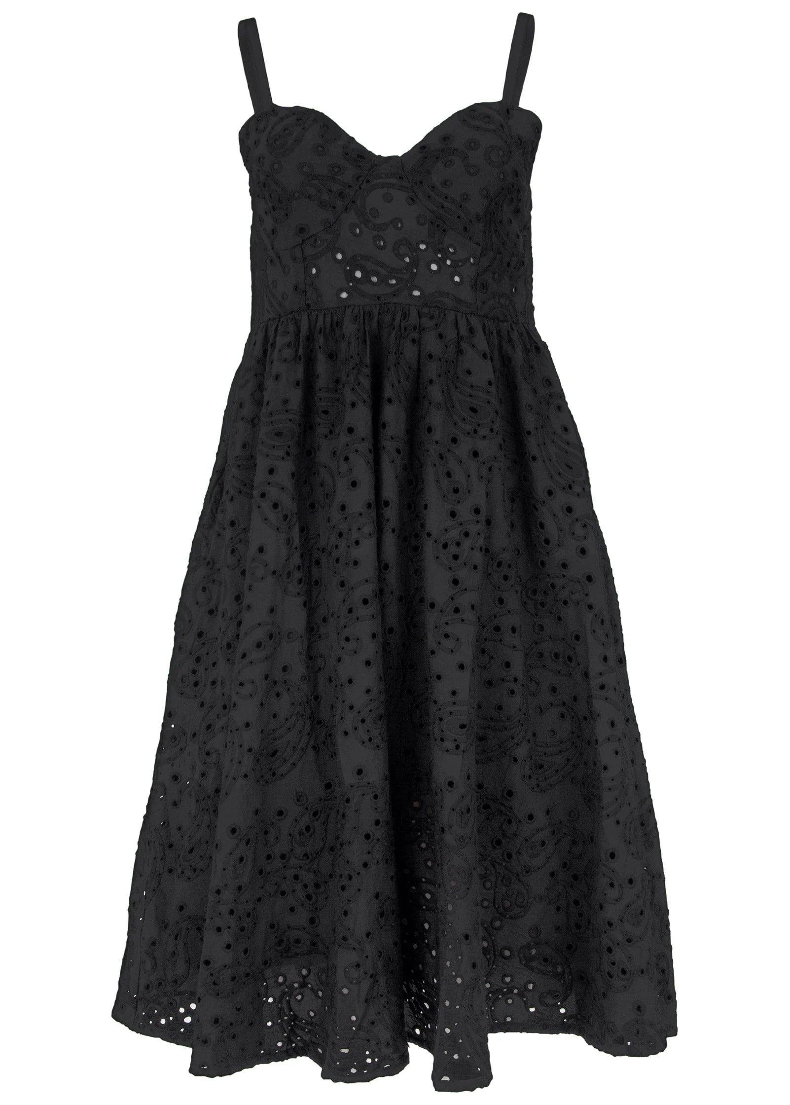Paisley Eyelet Dress Jet Black