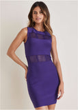 Mesh Detail Bodycon Mini Dress Violet Indigo