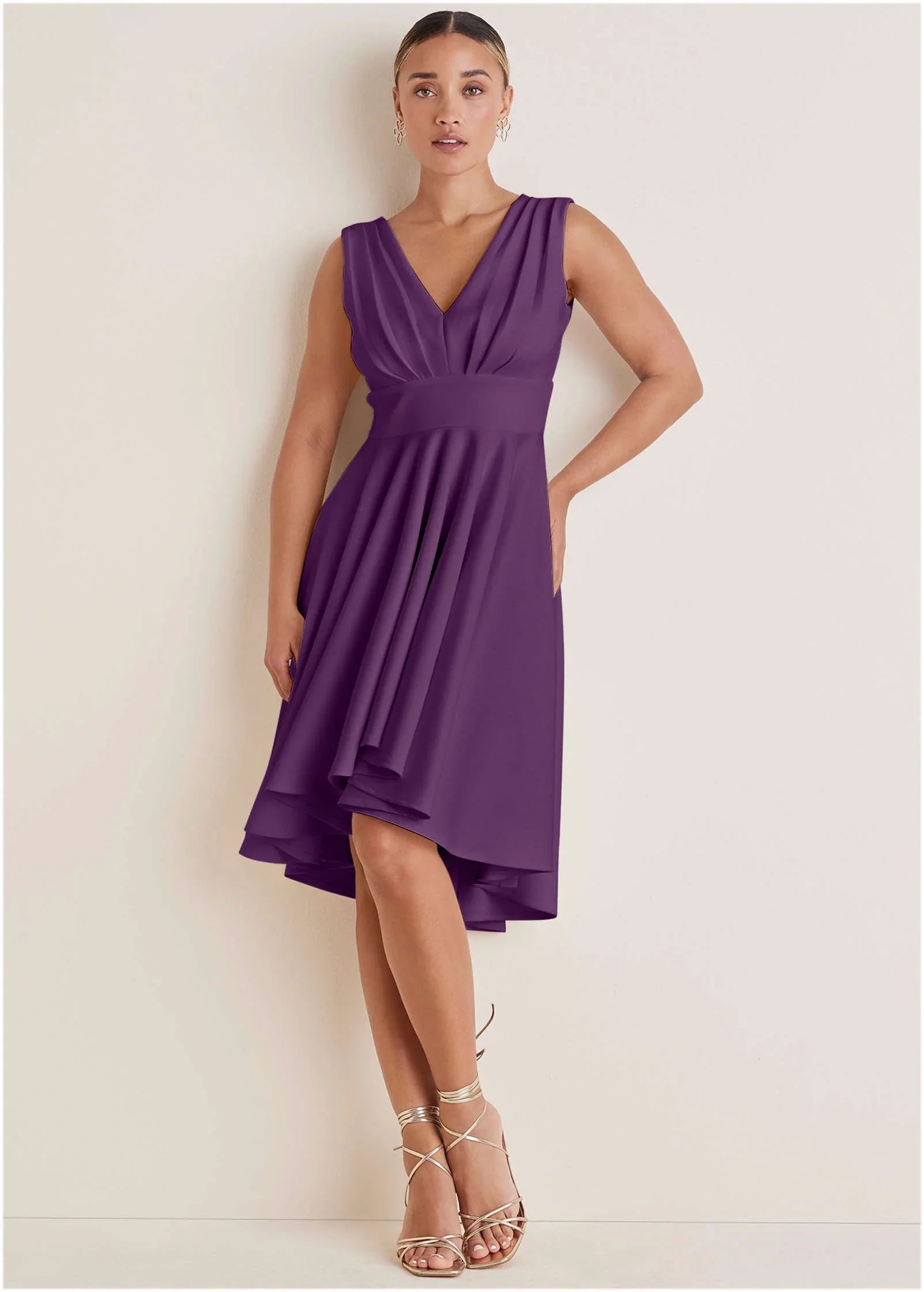 Ruffle High Low Dress Purple
