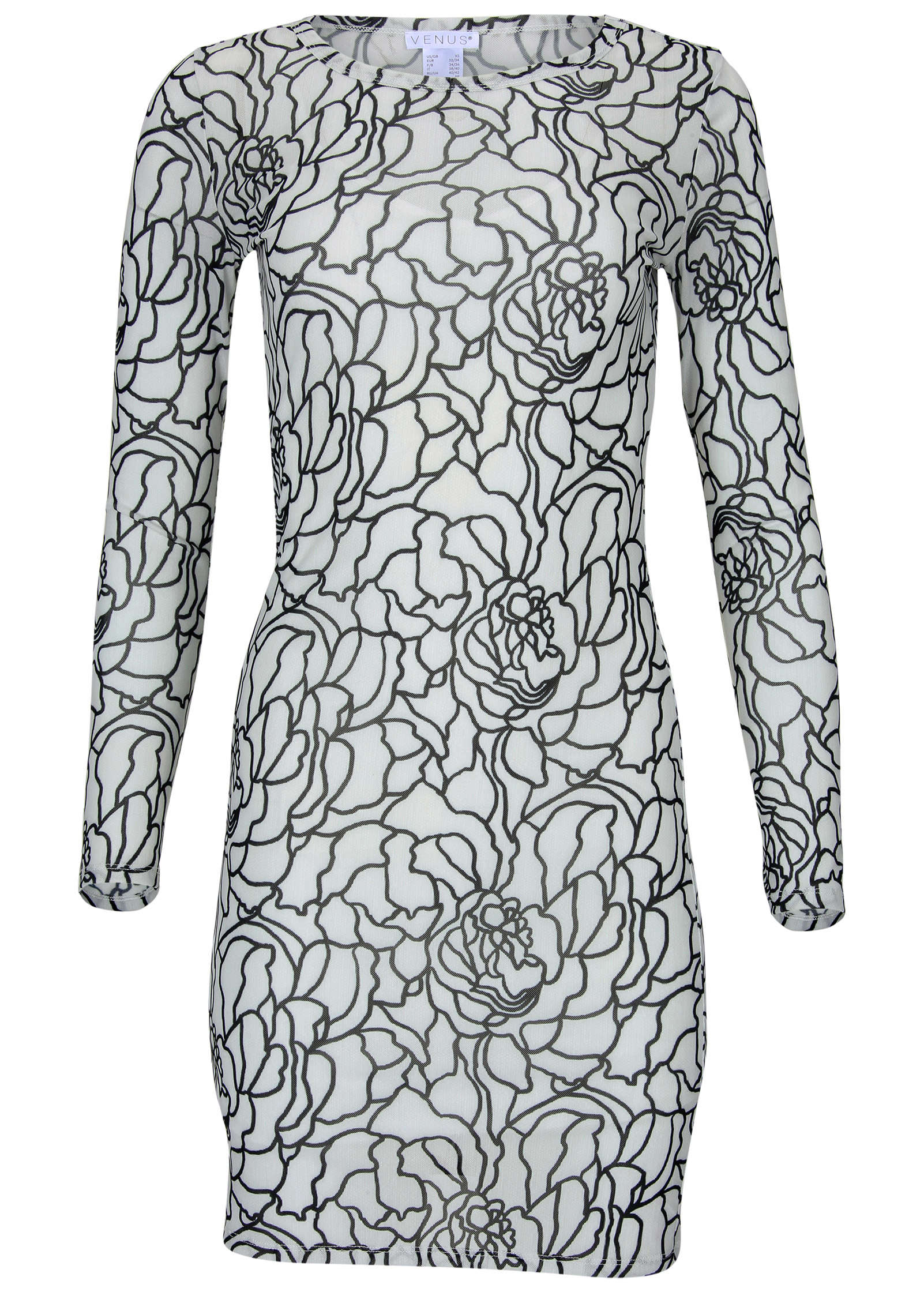 Long Sleeve Mesh Mini Linear Rose