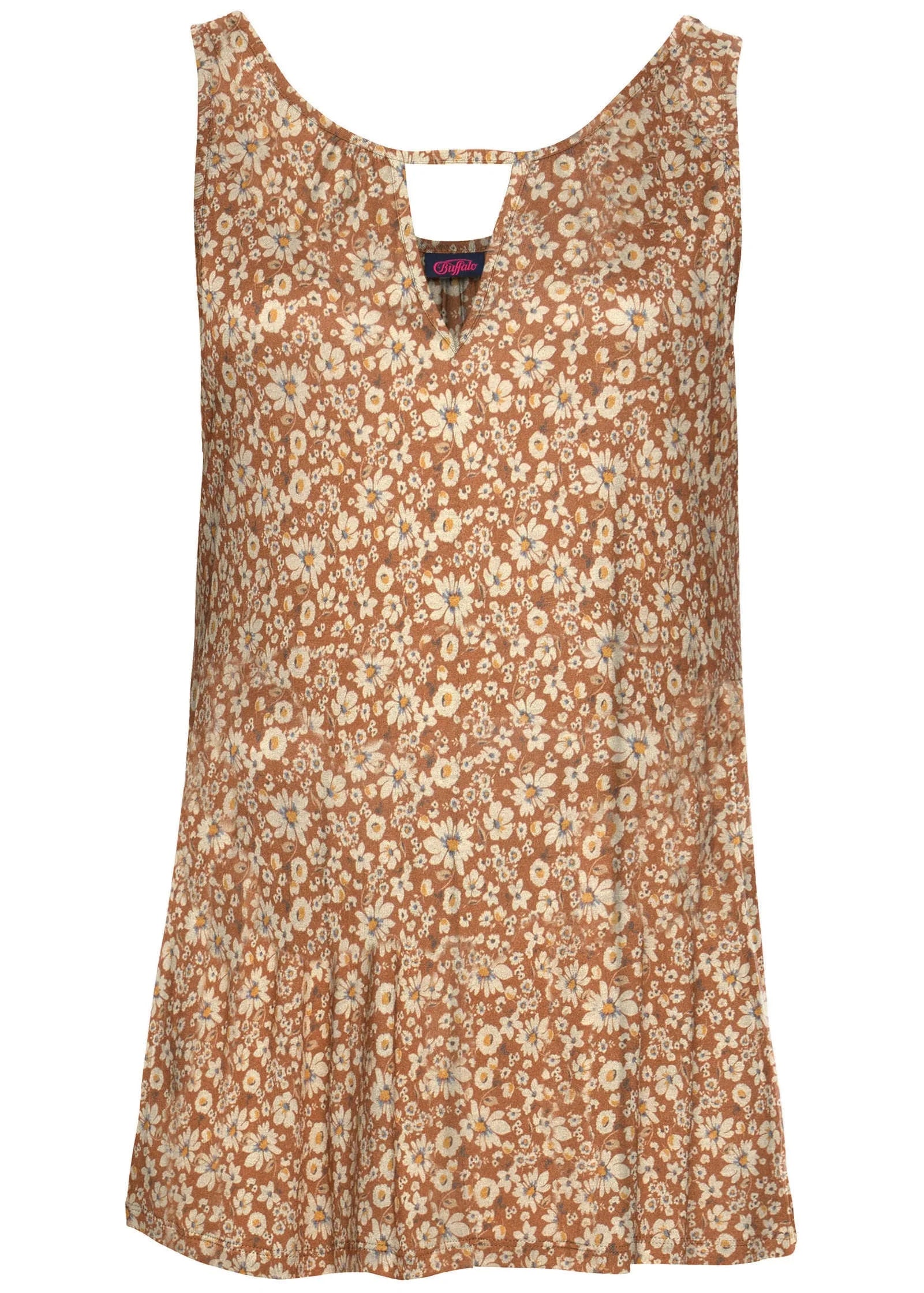 V Neck Floral Tank Orange White