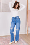 Ariel Medium Wash Distressed Wide Leg Jeans