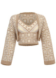 Cotton Cardigan Sweater Set Whisper White Turtledove Combo