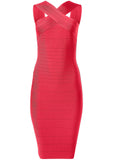 Cross Neck Bandage Dress Red