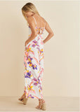 Square Neck Printed Jumpsuit White Multi