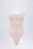 Cut Out Halterneck Swimsuit in Mauve