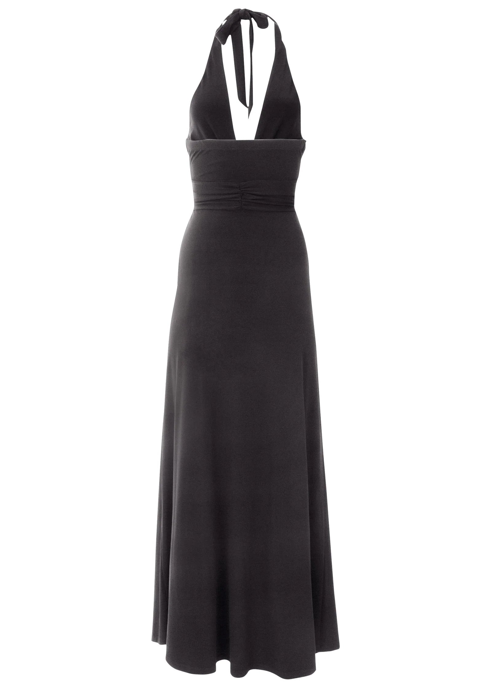 Plunging Knot Maxi Dress Jet Black