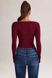Modal Square Neck Long Sleeve Top in Wine