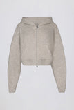 Soft Knit Zip Up Cropped Hoodie in Beige