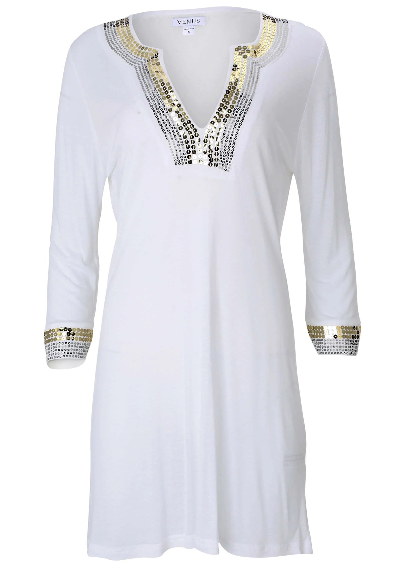 Sequin Cover Up Dress Pearl White