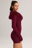 Knit Mid Rise Mini Skirt in Wine