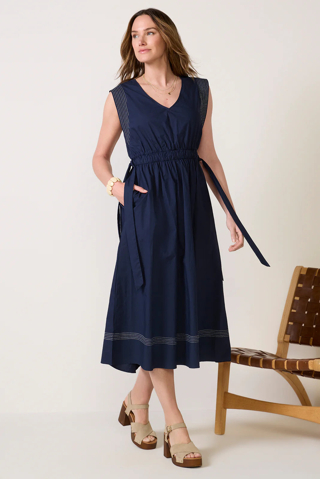 Whitley Contrast Stitch Midi Dress