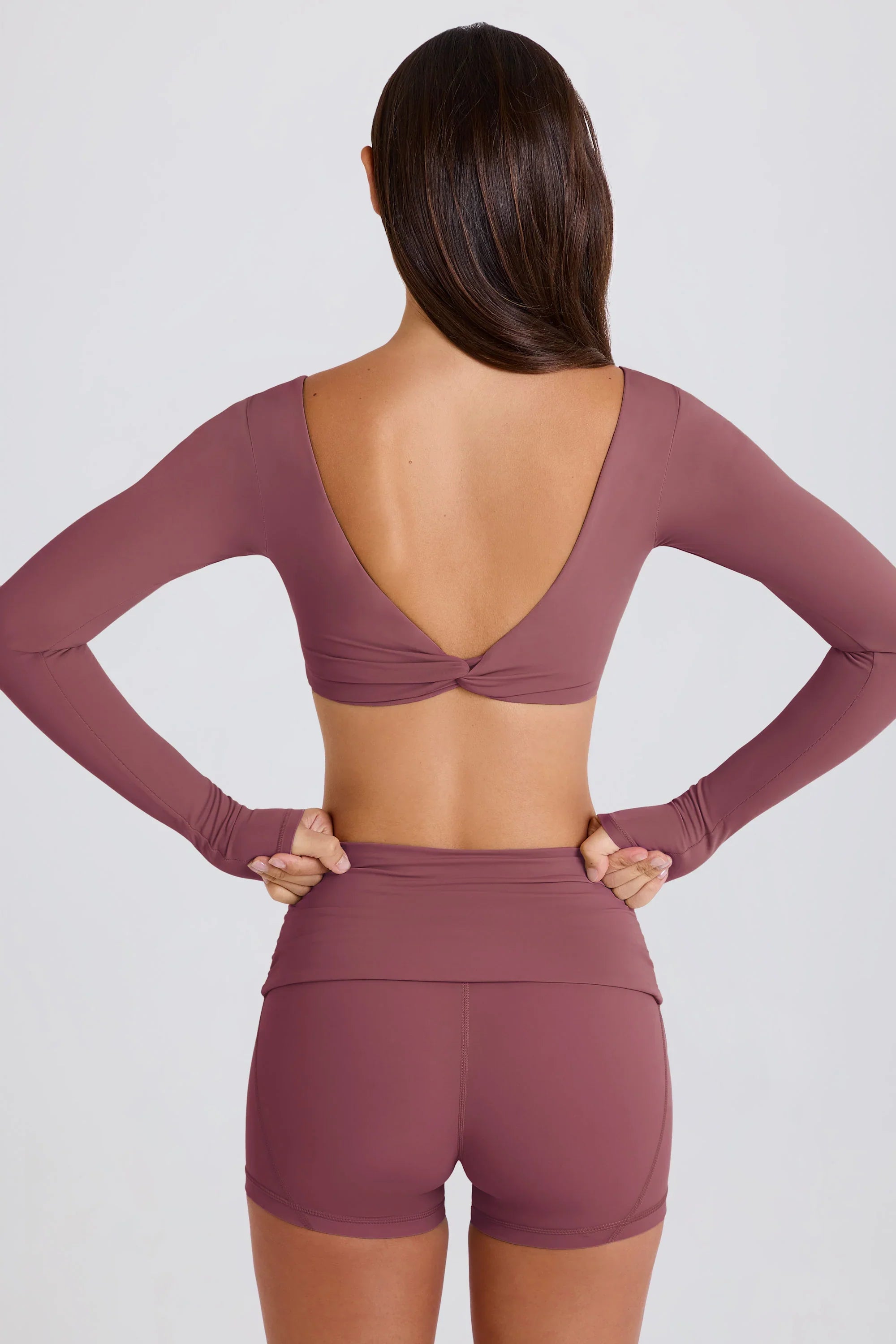 Long Sleeve Crop Top in Acai