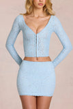 Lace Mini Skirt in Powder Blue