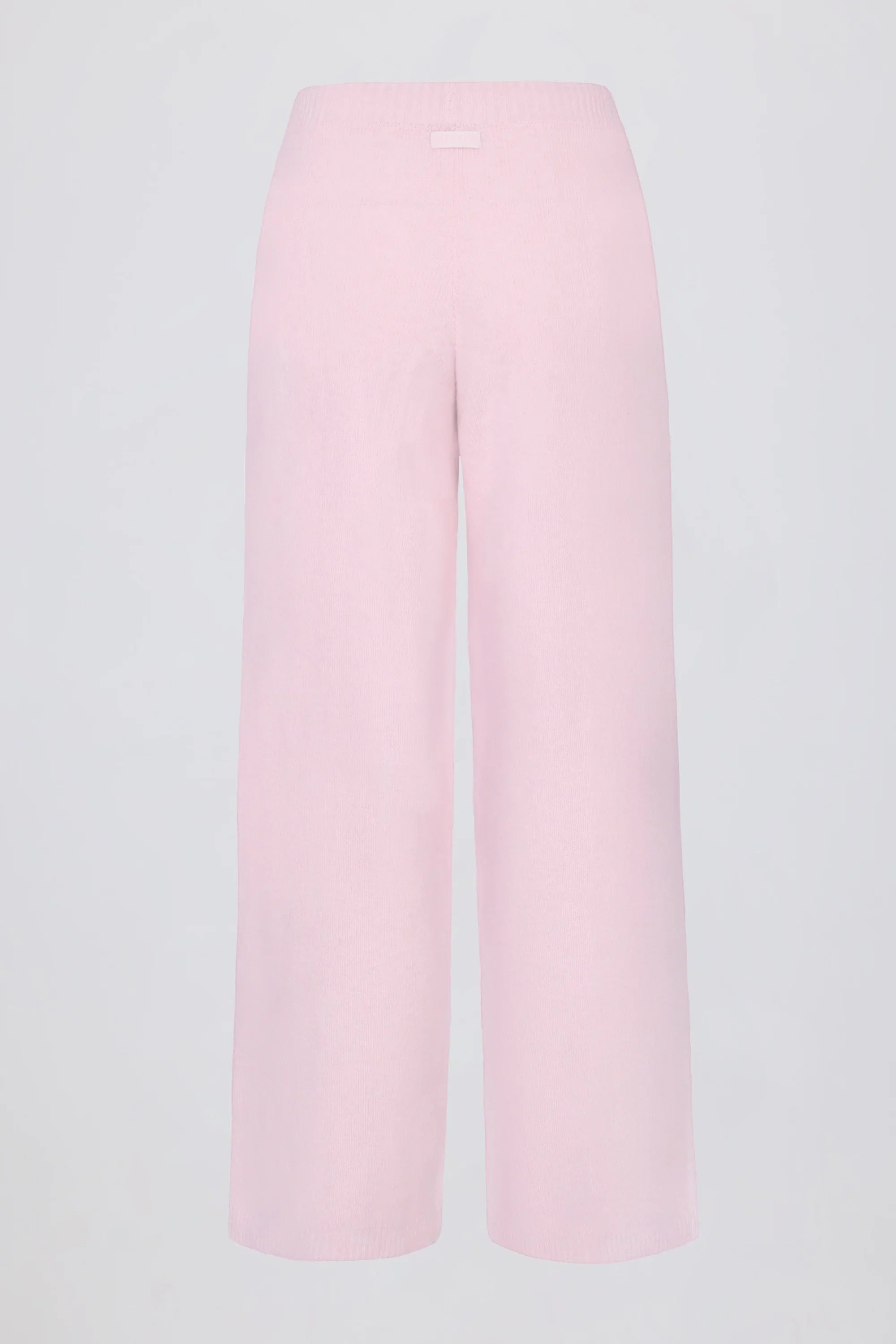 Knit Mid Rise Wide Leg Joggers in Soft Pink