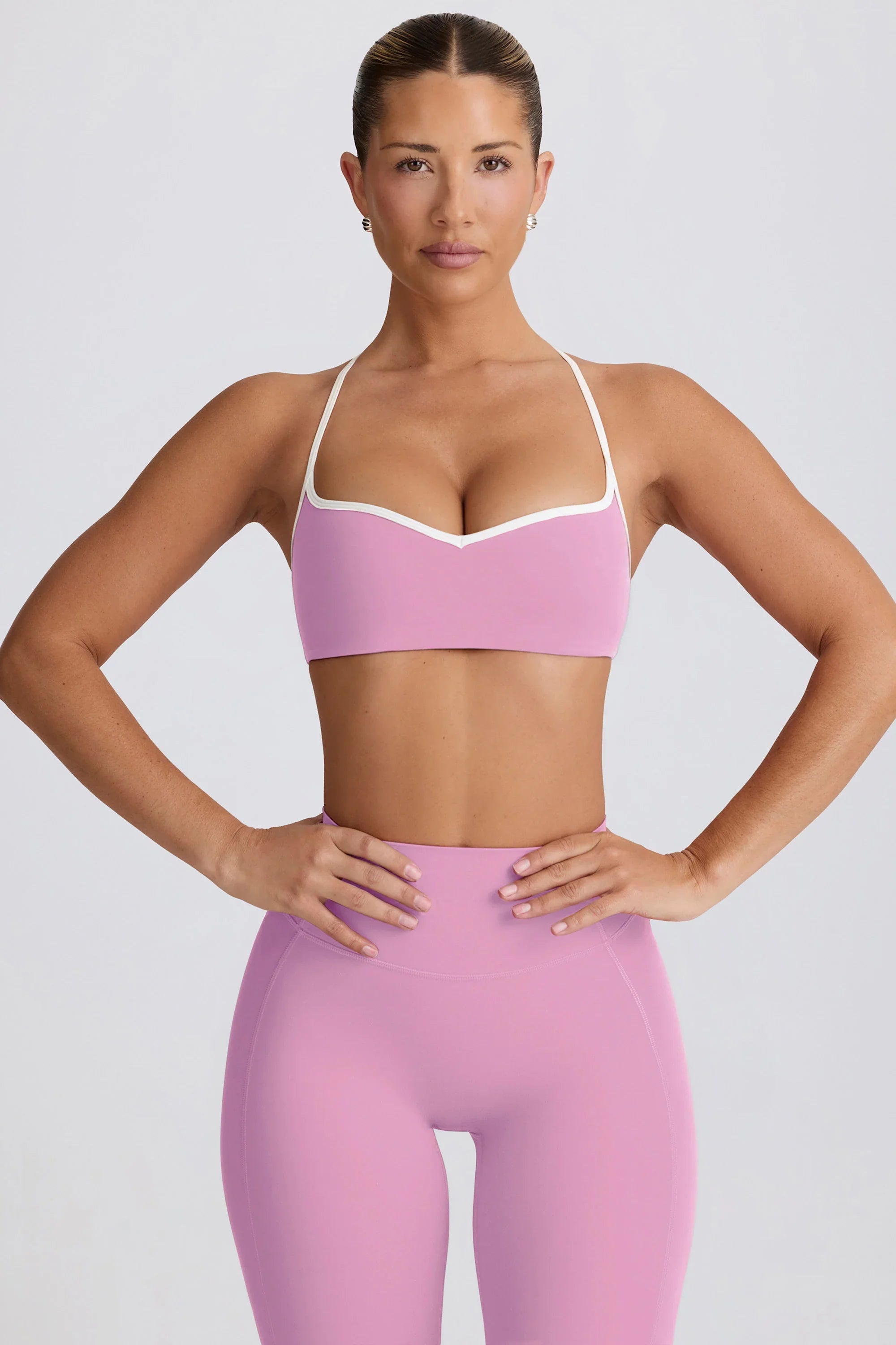 Soft Active Sweetheart Neck Sports Bra in Dusty Pink