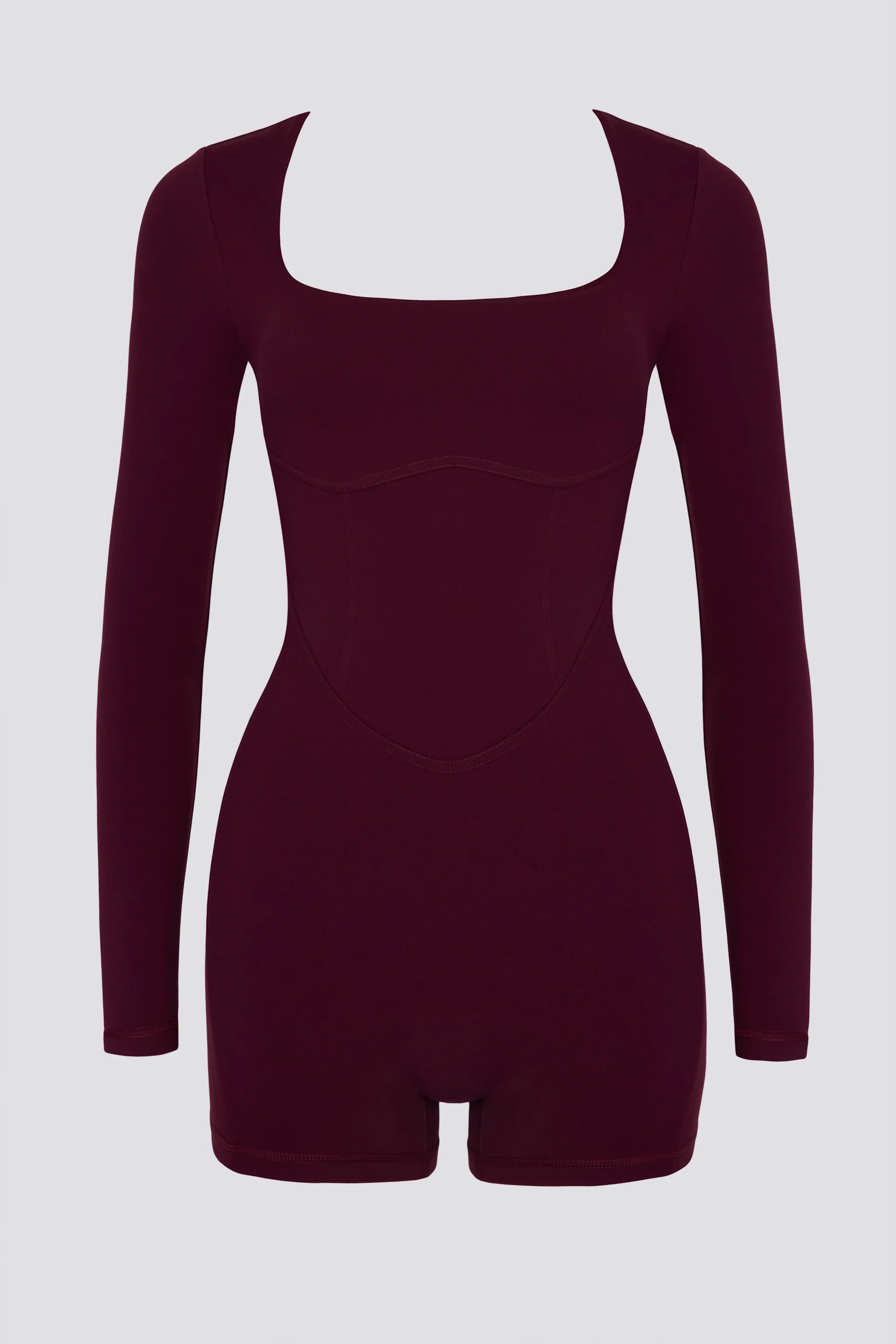 Soft Active Open Back Unitard in Burgundy