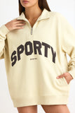 Quarter Zip Sweatshirt in Bone