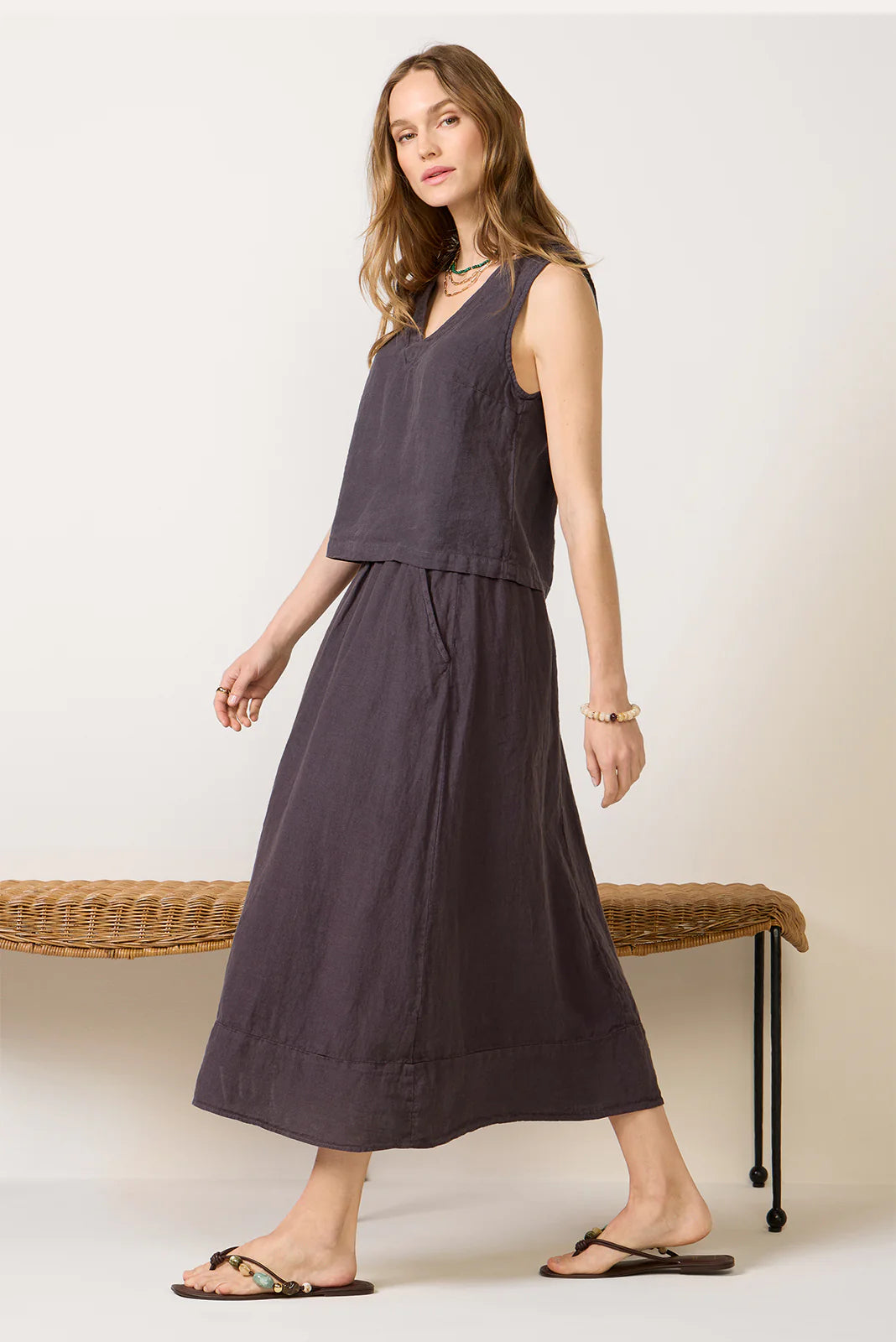 V Neck Linen Tank