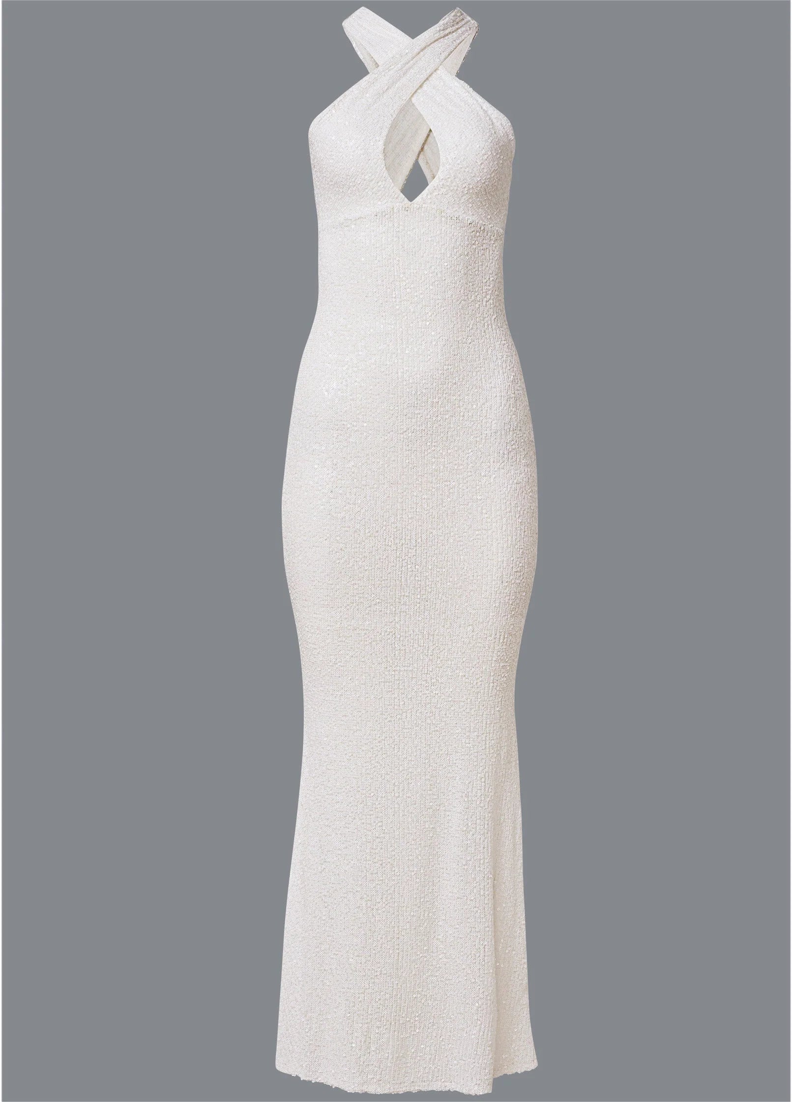 Sequin Keyhole Gown White
