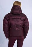 Waterproof Cropped Oversized Ski Jacket in Burgundy
