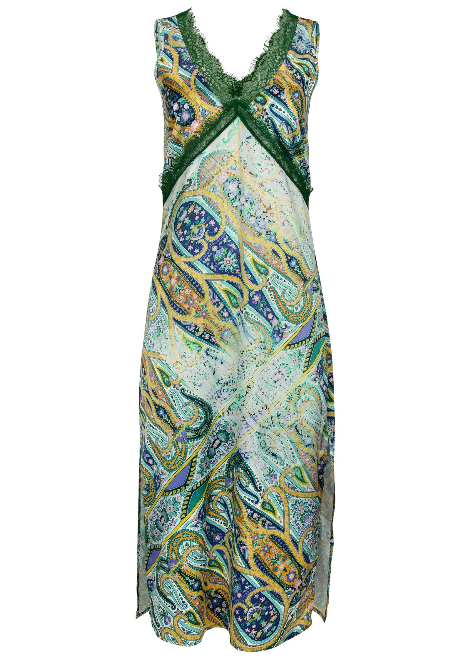 Lace Trim Midi Dress Ethereal Paisley