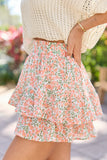 Pretty Moment Orange Multi Floral Print Tiered Mini Skort SALE