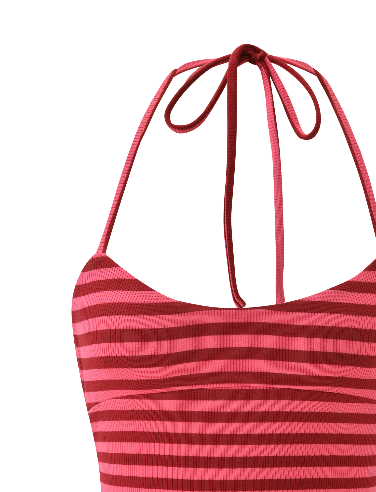 CERYS RIB TOP PINK RED STRIPE