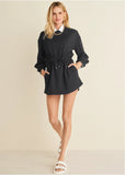 Double Knit Sleeved Dress Jet Black