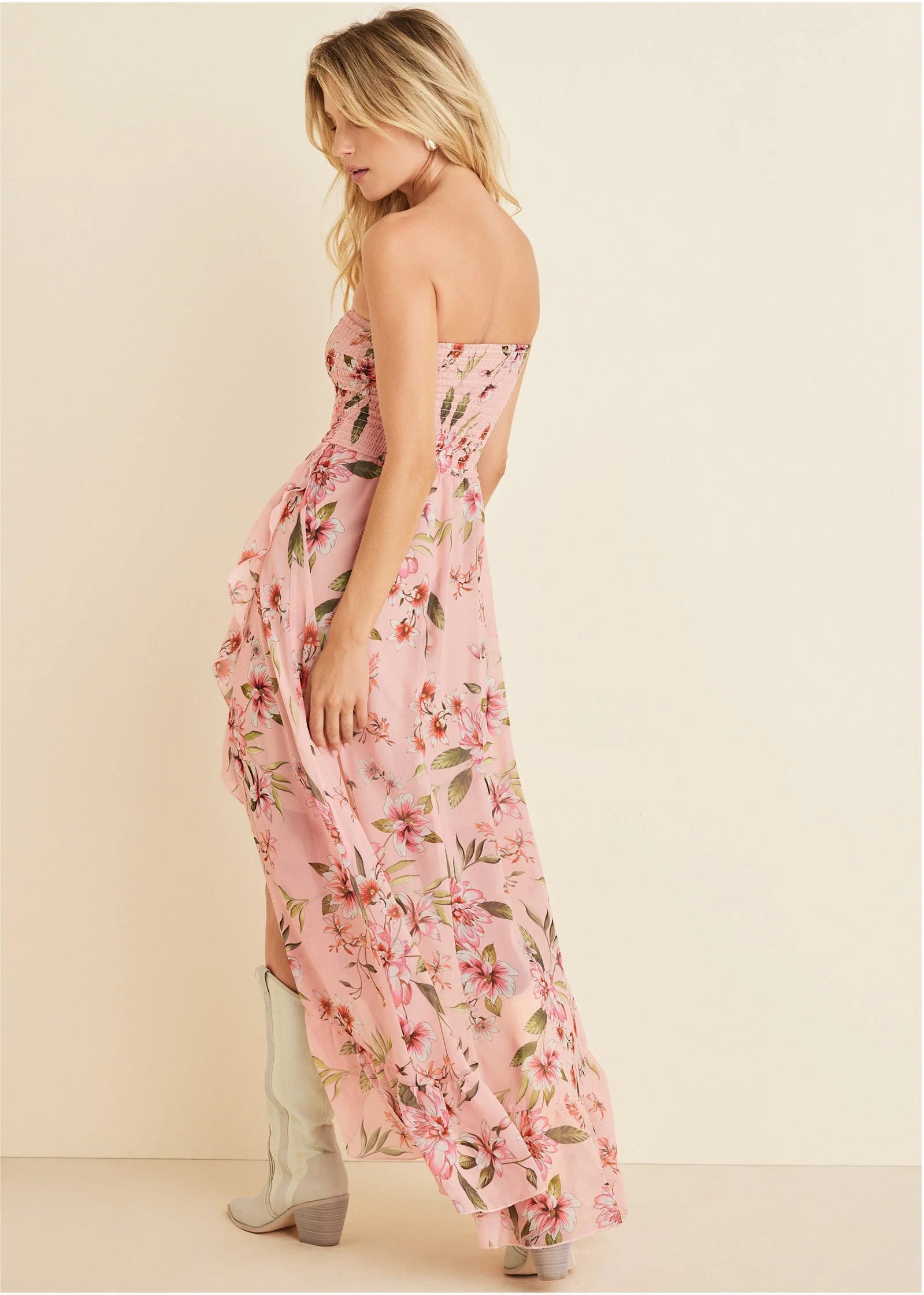Strapless Ruffle Maxi Ethereal Floral