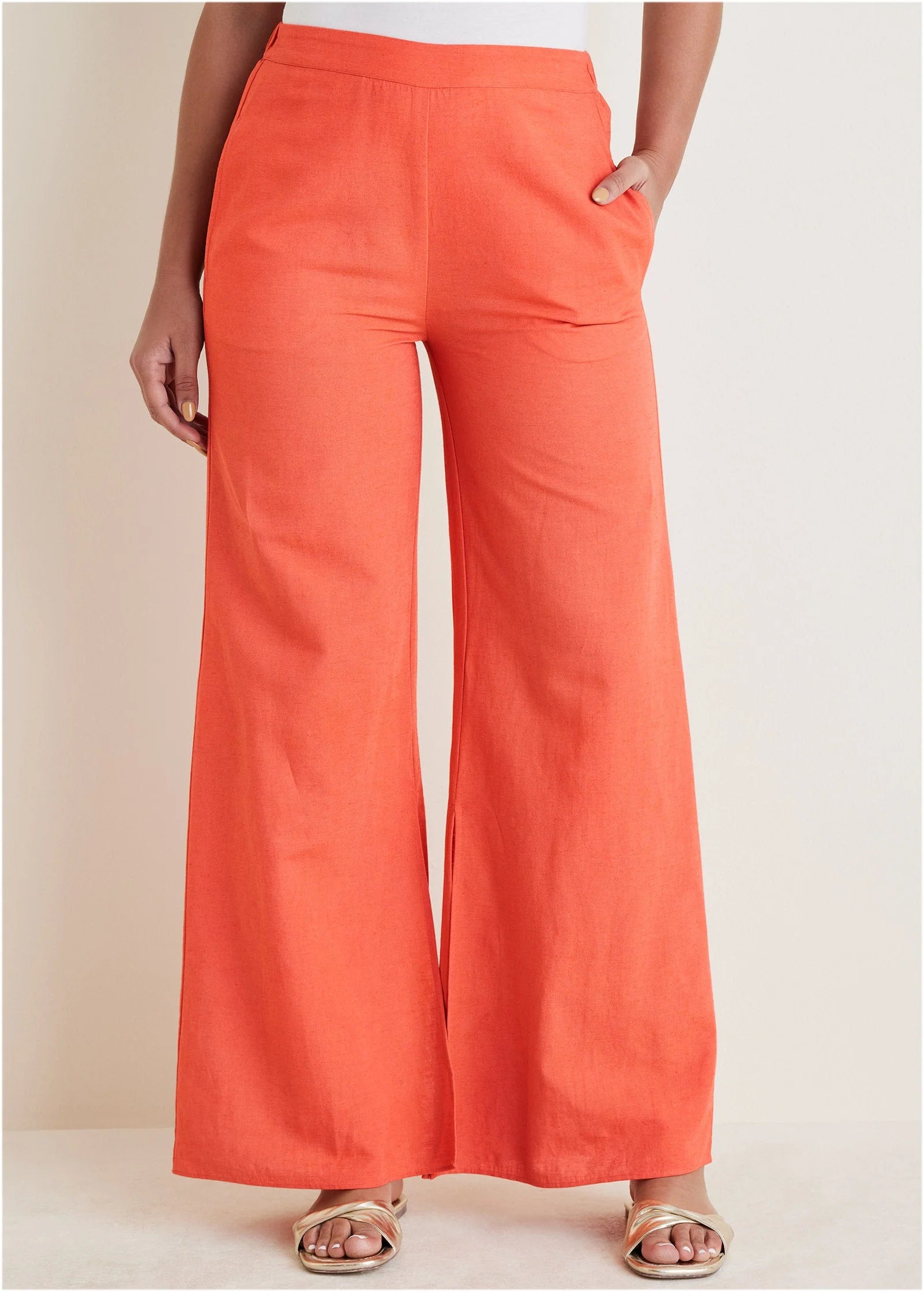 Linen Side Slit Pant Burnt Orange